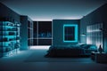 Smart bedroom with voice-controlled lighting, temperature, and security system