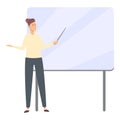 Smart board education icon cartoon vector. People work