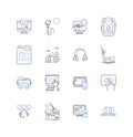 Smart bots line icons collection. Conversational, Assistive, Intelligent, Automated, Personalized, Responsive, Adaptive