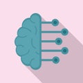 Smart brain analysis icon, flat style