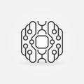 Smart brain concept outline icon. Cyberbrain vector symbol