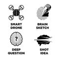 Smart brain and innovative intelligence idea vector icon template