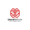 Smart brain logo design template in line-art style Royalty Free Stock Photo