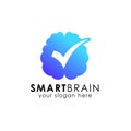 Smart brain logo vector icon. digital brain. brain hub logo. checklist vector illustration