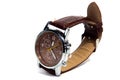 Smart brown digital wristwatch isolated on a white background..