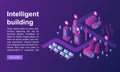 Smart building concept banner, isometric style