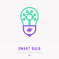 Smart bulb thin line icon. Vector illustration