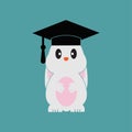 Smart bunny wearing graduation cap template