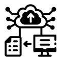 A glyph style icon showing data upload process Royalty Free Stock Photo