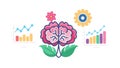Smart Business Strategy: Brain, gears, and data insights, vector design Generative AI Royalty Free Stock Photo