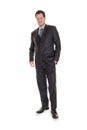 Smart businessman in a black suit in full body length isolated on white background. Business concept Royalty Free Stock Photo