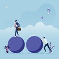 Smart businessman walking on the ball-Business innovation concept