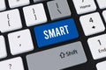 Smart button on computer keyboard. Concept of artificial intelligence, clever technology and automated systems Royalty Free Stock Photo
