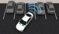 Smart car, Automatically parks in the Parking lot with Parking Assist System, 3D rendering Royalty Free Stock Photo