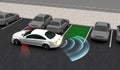 Smart car, Automatically parks in the Parking lot with Parking Assist System, 3D rendering Royalty Free Stock Photo