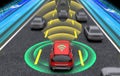 Smart car, Autopilot, self-driving mode vehicle with Radar signal system, 3D Rendering illustration