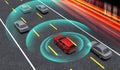 Smart car, Autopilot, self-driving mode vehicle with Radar signal system, 3D Rendering illustration