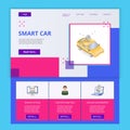 Smart car flat landing page website template. Online voting, face recognition, online government. Web banner with header