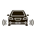 Smart car in front view glyph icon