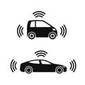 Smart Car Icon Set on White Background. Vector Royalty Free Stock Photo