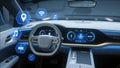 Smart Car Interior with HUD Digital Interface Royalty Free Stock Photo