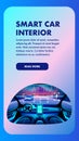 Smart Car Interior. Vertical Vector Banner View Royalty Free Stock Photo
