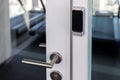 Smart card door key lock system in hotel. Technology Hotel electronic lock Door. Royalty Free Stock Photo