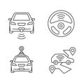 Smart cars linear icons set