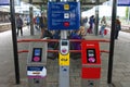 Smart cart readers on Dutch Railway Station Zutphen Royalty Free Stock Photo