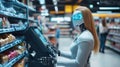 Smart cashier automates checkout process in a modern supermarket with advanced technology and efficient design