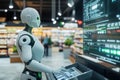 Smart cashier enhances supermarket efficiency during automated checkout process in a modern retail environment