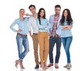 Smart casual group of five people standing