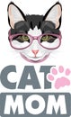 Smart cat in pink eyeglasses. Cat mom Royalty Free Stock Photo