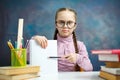 Smart Caucasian School Girl Study Photo Portrait