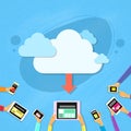 Smart Cell Phone Tablet Cloud Synchronize Upload Royalty Free Stock Photo