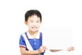 Smart child holding white paper