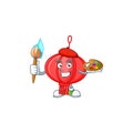 Smart chinese lampion painter mascot icon with brush