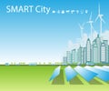 Smart cities consume alternative natural energy sources, background, place for text Royalty Free Stock Photo