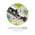 Autonomous Train Isometric Composition Royalty Free Stock Photo