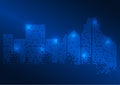 Smart city background It\'s an unmanned smart city pixel concept city. with a system to connect people in the city through a