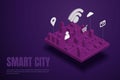 Smart city, building automation network application icon and communication Royalty Free Stock Photo