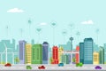 Smart city building flat design in the future Royalty Free Stock Photo