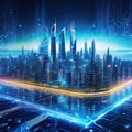 Smart city on circuit board Futuristic cyberspace