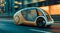 Smart city commute: autonomous car chauffeurs passenger, high technology