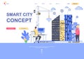 Smart city concept flat landing page template Royalty Free Stock Photo