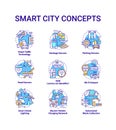 Smart city concept icons set Royalty Free Stock Photo