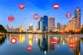 Smart City Concept Illustrated by Networking and Internet of Things or IOT Royalty Free Stock Photo