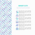 Smart city concept with thin line icons: green energy, intelligent urbanism, efficient mobility, zero emission, electric