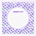 Smart city concept with thin line icons: green energy, intelligent urbanism, efficient mobility, zero emission, electric transport