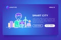 Smart city concept: urbanist develops city project. Thin line icons. Vector illustration, web page template